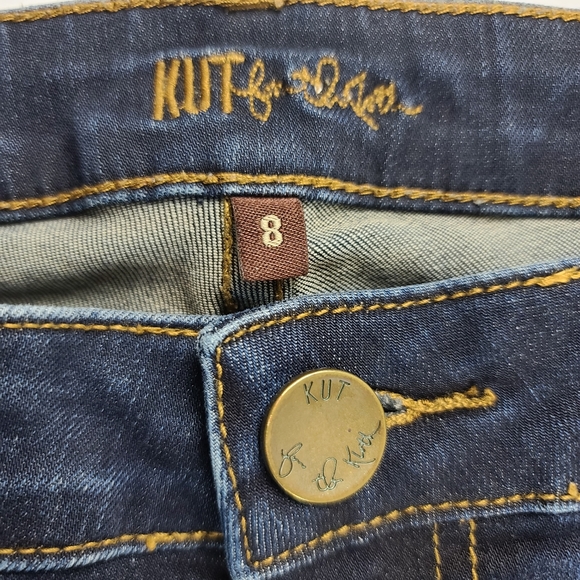 Kut from the Cloth Dark Wash Distressed Straight Leg Jeans - Picture 4 of 10